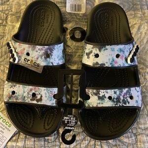 Crocs 2 Strap Classic Tiedye black Slides 7